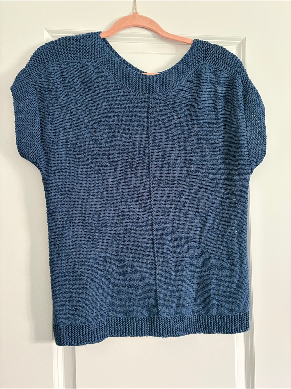 Cable & Gauge Denim Blue Short-Sleeve Crewneck Sweater